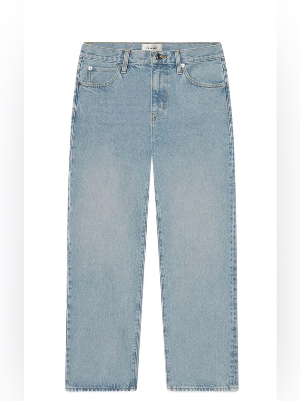 Frame Denim Light Blue Mid-Rise Straight-Leg  Ankle Length “The Hang” Jeans